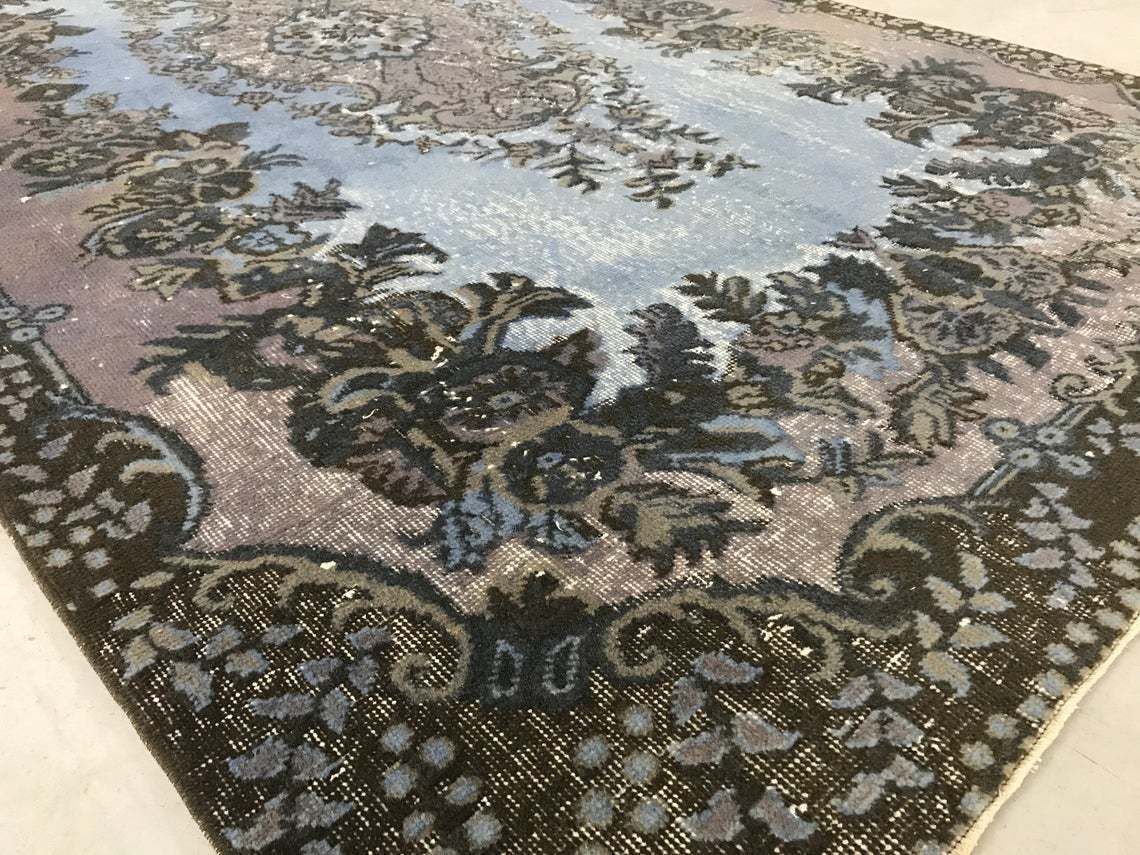 Overdyed Rug,Turkish Rug,5'8''X9'7''Rug,Oushak Rug,Anatolian Rug,Home Living,Old Rug,Light Blue Rug,Design Rug,Special Rug,Decor Rug,Carpet