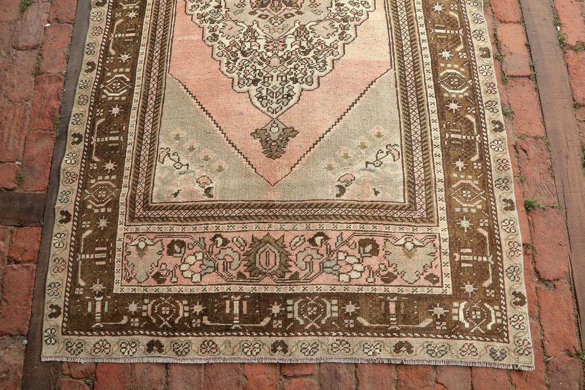 Decorative Rug, Area Rug, Turkish Rug, Oushak Rug, Handmade Rug, Anatolian Rug, Bohemian Rug, Vintage Rug, Oriental Rug, 4.2 X 7.4 Ft photo for sale