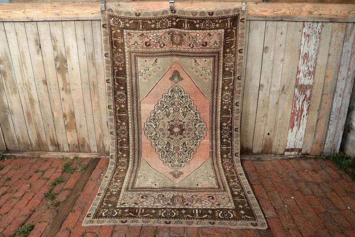 photo for sale Decorative Rug, Area Rug, Turkish Rug, Oushak Rug, Handmade Rug, Anatolian Rug, Bohemian Rug, Vintage Rug, Oriental Rug, 4.2 X 7.4 Ft