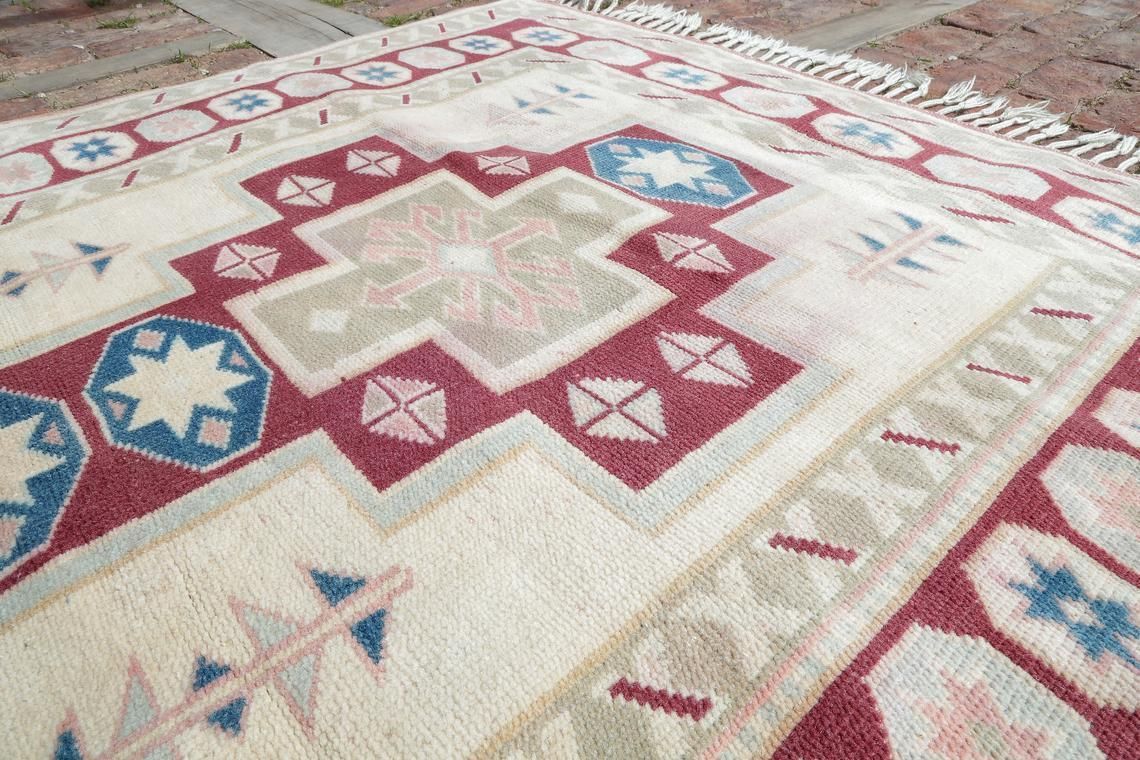 4.1 X 5.7 Feet, Rare Turkish Rug, Turkish Rug, Area Rug, Oushak Rug, Handmade Rug, Vintage Rug, Decorative Rug, Anatolian Rug, Bohemian Rug photo vinterior