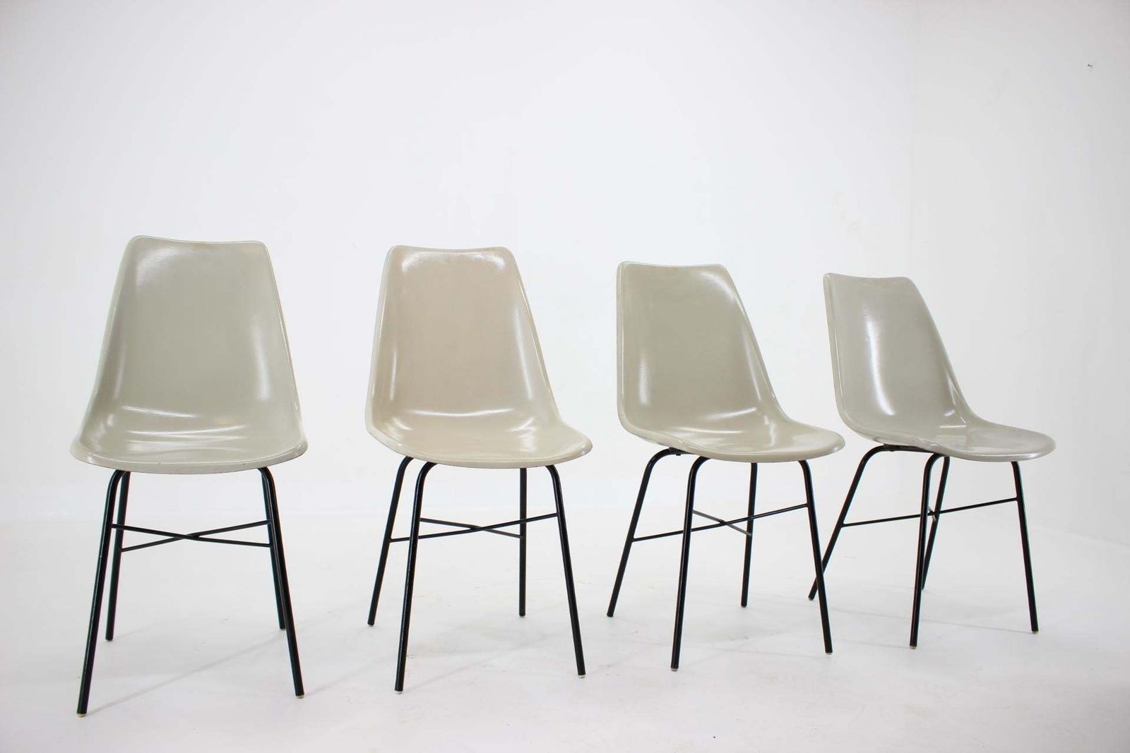 Set Of 4 Mid Century Design Fiberglass Dining Chairs / Czechoslovakia, 1960s photo Furniture