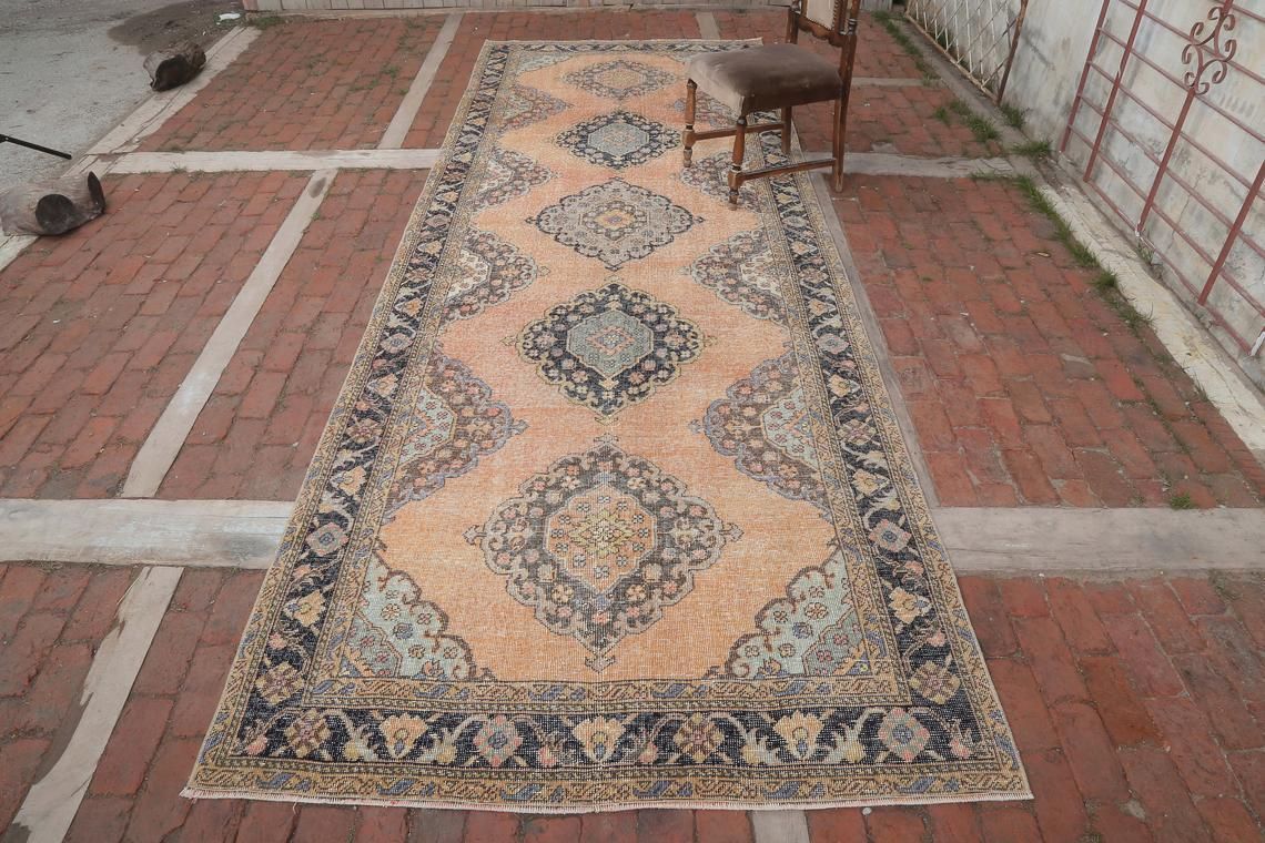 Anatolian Runner Rug, Wide Runner Rug, Runner Rug, Turkish Runner Rug, Hallway Rug, Antique Runner Rug, Oushak Runner Rug, 4.8 X 13.4 Ft photo for sale