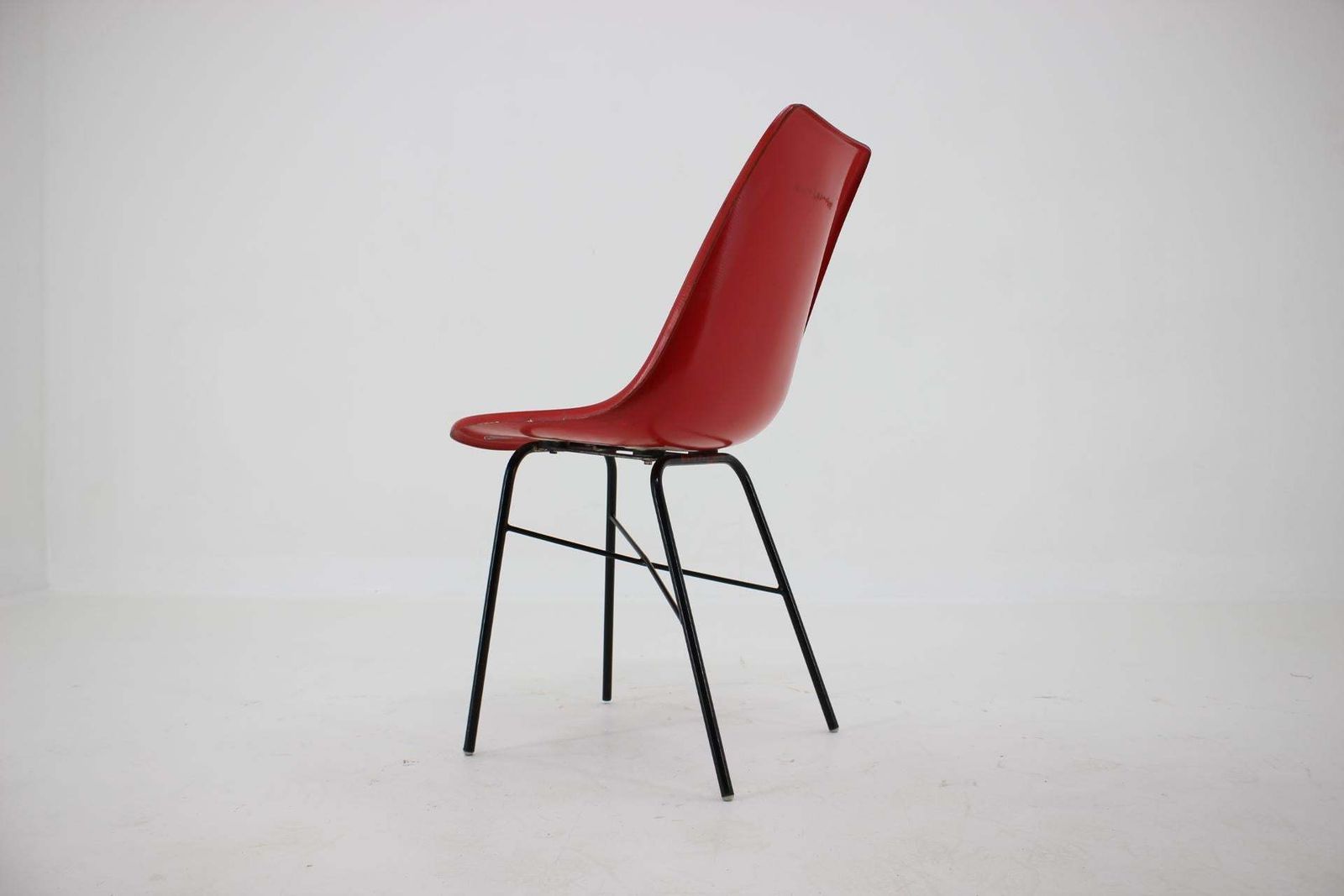 Red Design Fiberglass Dining, Desk Chair / Czechoslovakia, 1960s photo furniture