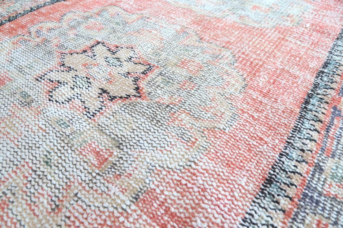 Handmade 2’9” X 10’3” Turkish Runner Rug Boho Decor Farmhouse Decor Hand Knotted Hallway Herki Floral Runner Rug Red Purple Green Leaves photo buy