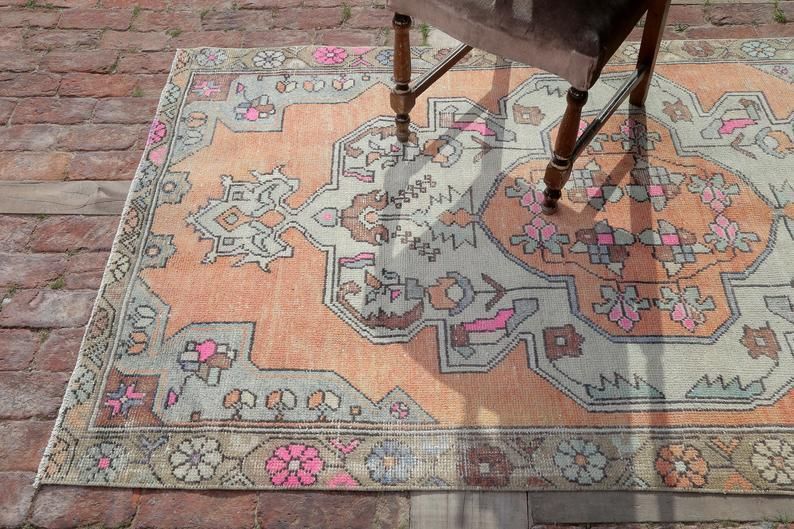 Vintage Rug, Anatolian Rug, Turkish Rug, Oushak Rug, Oriental Rug, Decorative Rug, Area Rug, Handmade Rug, Bohemian Rug photo furniture
