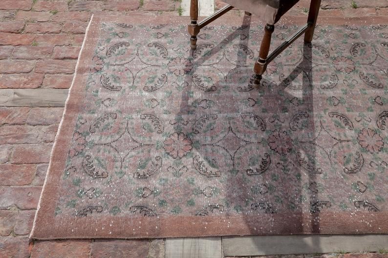 Floral Design, Anatolian Rug, Vintage Rug, Decorative Rug, Oushak Rug, Turkish Rug, Area Rug, Handmade Rug, Bohemian Rug photo furniture