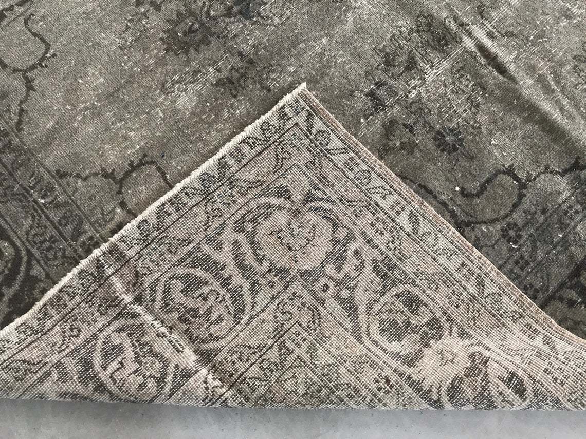 6'9''X10'6''Rug,Turkish Rug,Vintage Rug,Design Rug,Overdyed Rug,Floor Rug,Boho Rug,Gray Rug,Gray Vintage,Large Rug,Oversize Rug,Rugs photo vintage