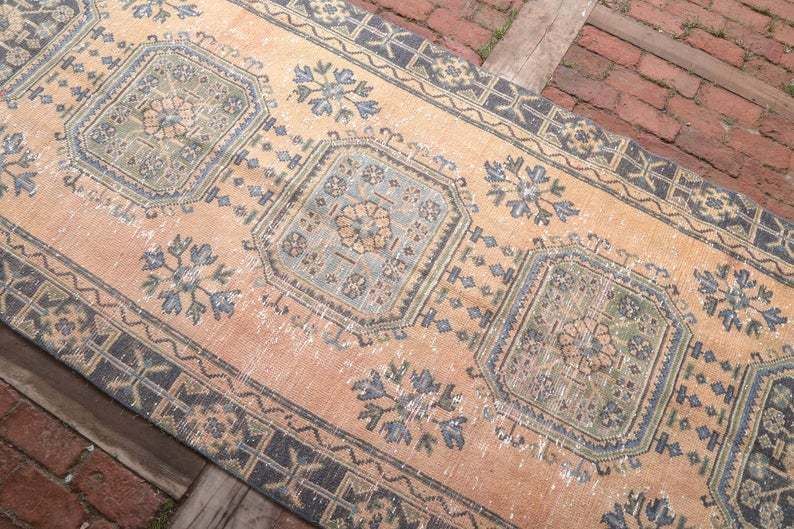 Antique Runner Rug, Wide Runner Rug, Vintage Runner Rug, Bohemian Runner Rug, Oushak Runner Rug, Hallway Rug, Turkish Runner Rug photo 330.0