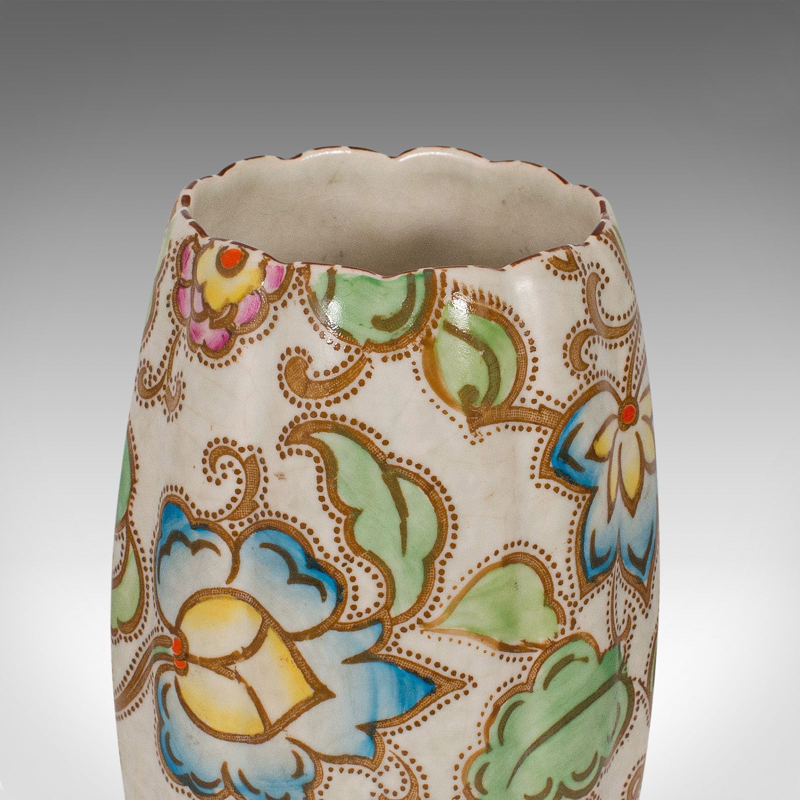 photo furniture Small Vintage Flower Vase, English, Ceramic, Goblet Urn, Art Deco, Circa 1940