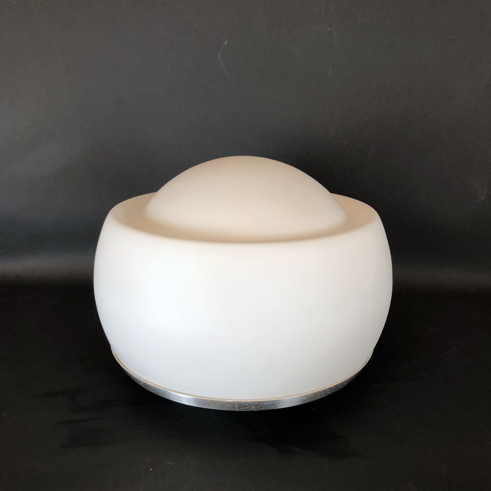 photo for sale Rare Italian Opaline Glass Table Lamp By Pia Guidetti Crippa For Lumi From 70s. Labeled.