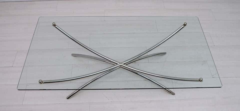 Mid Century Modern Italian Chrome And Crystal Coffee Table, 1970s photo buy