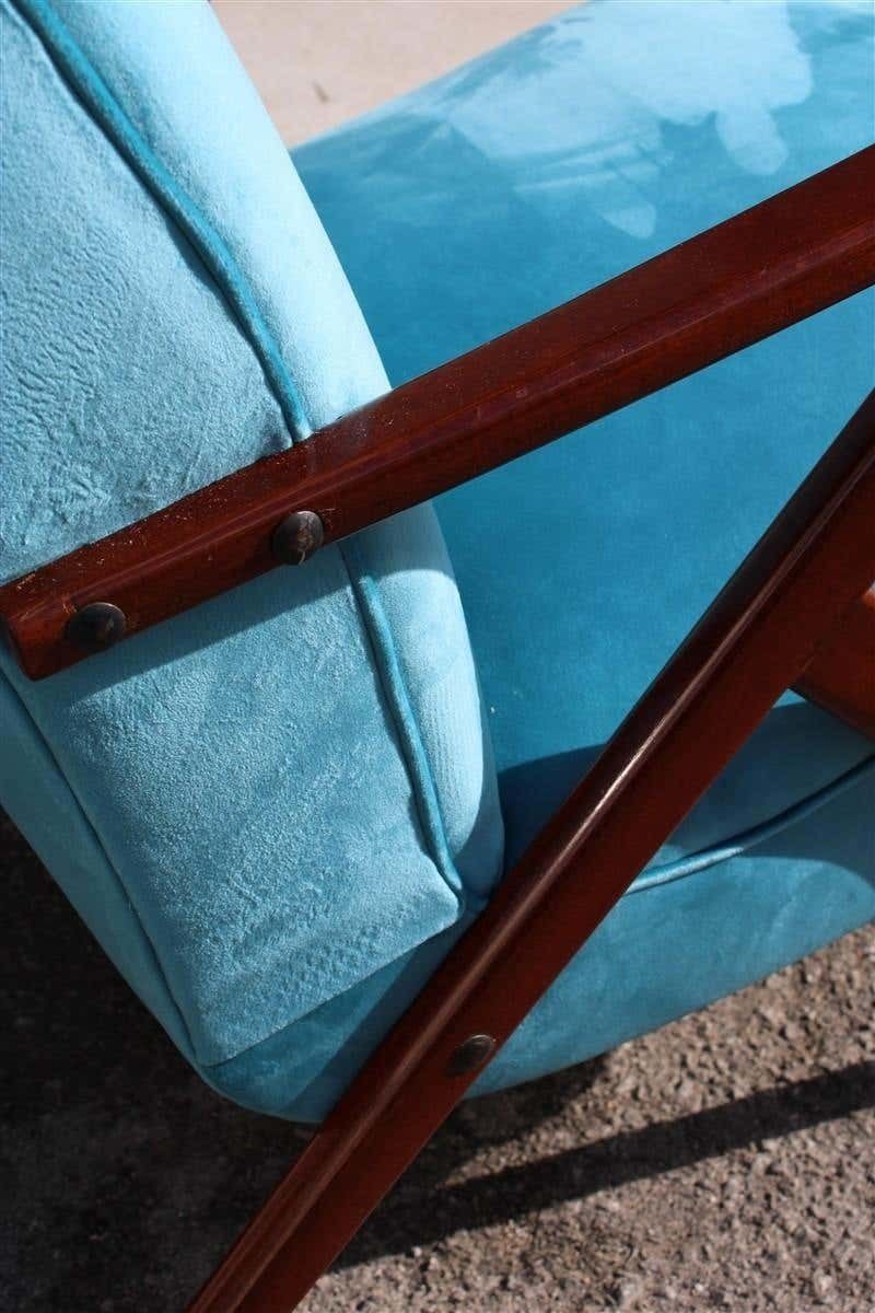 Furniture Pair Of Italian Midcentury Design Mahogany Turquoise Minimal Geometric Design photo