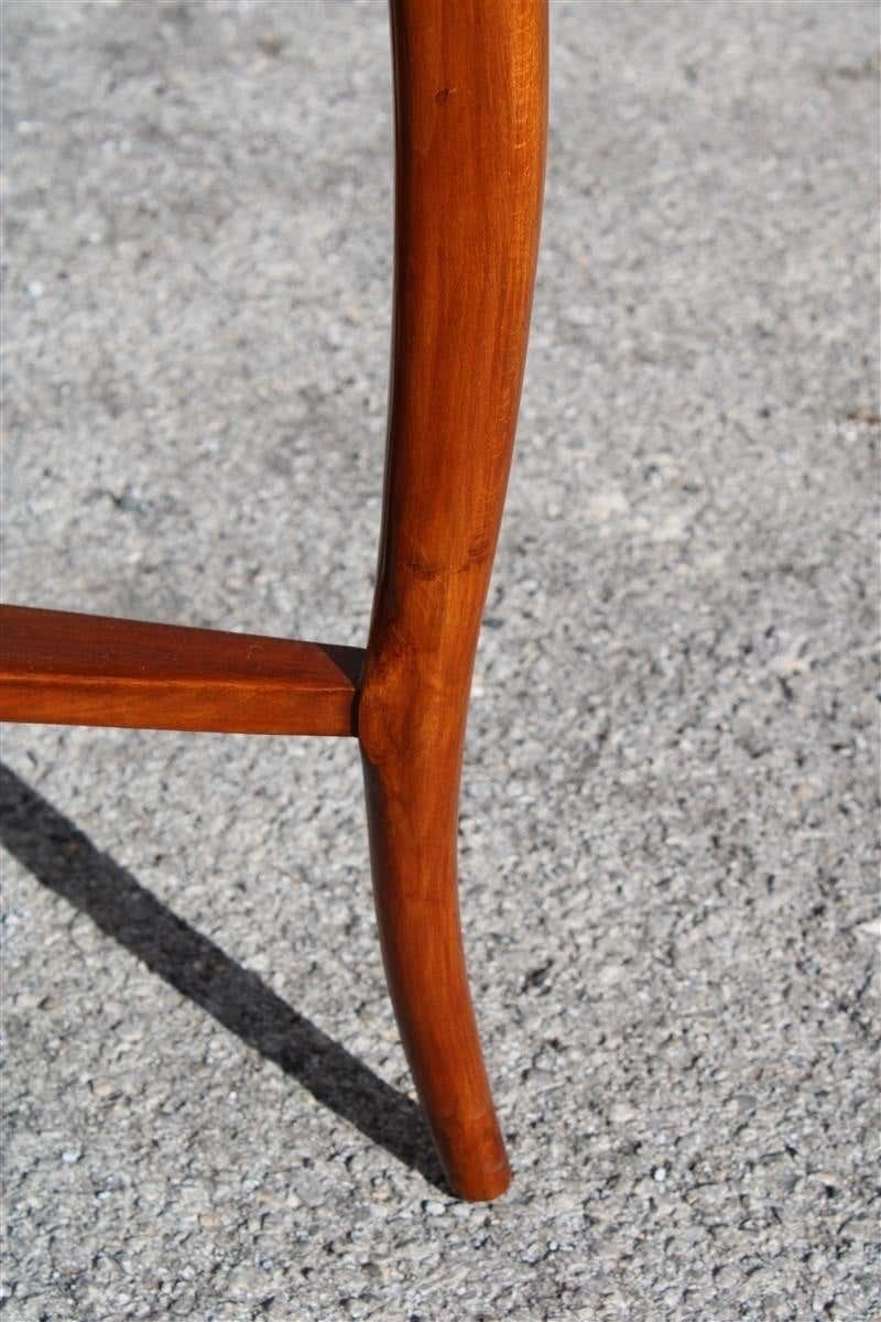Round Midcentury Italian Table Coffee Cherrywood Glass Top Cuved Wood photo Furniture