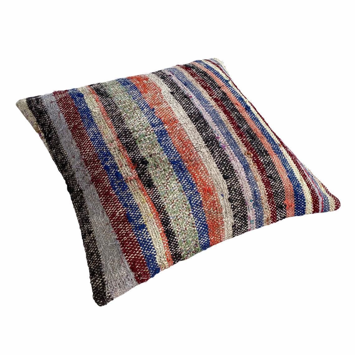 Kilim Pillow 60 X 60 Cm Tapis Kelim Kilim Pillow Cover ,Vintage Meditation Bench Kelim Teppich Boho Kilim Cushion Kilim Sofa Turkish Pillow photo vinterior