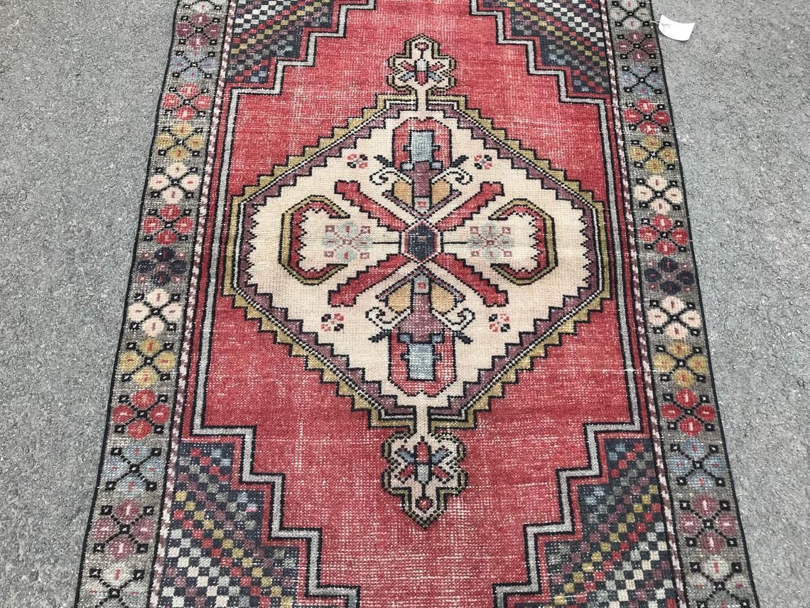 3'4x6'2 Ft,Dıstressed Anatolian Rug,Rug Vintage,ınterior Desing,Bohemian Rug,Oushak Rug,Carpet Rug Handmade,Wool Rug,Decorative Rug,Alfombra photo for sale