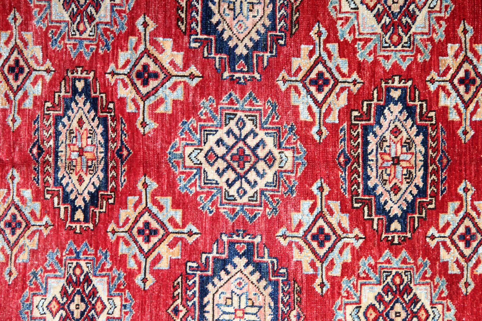 Red Afghan Kazak Area Rugs Traditional Geometric Carpet Wool Rug 182x148cm photo for sale