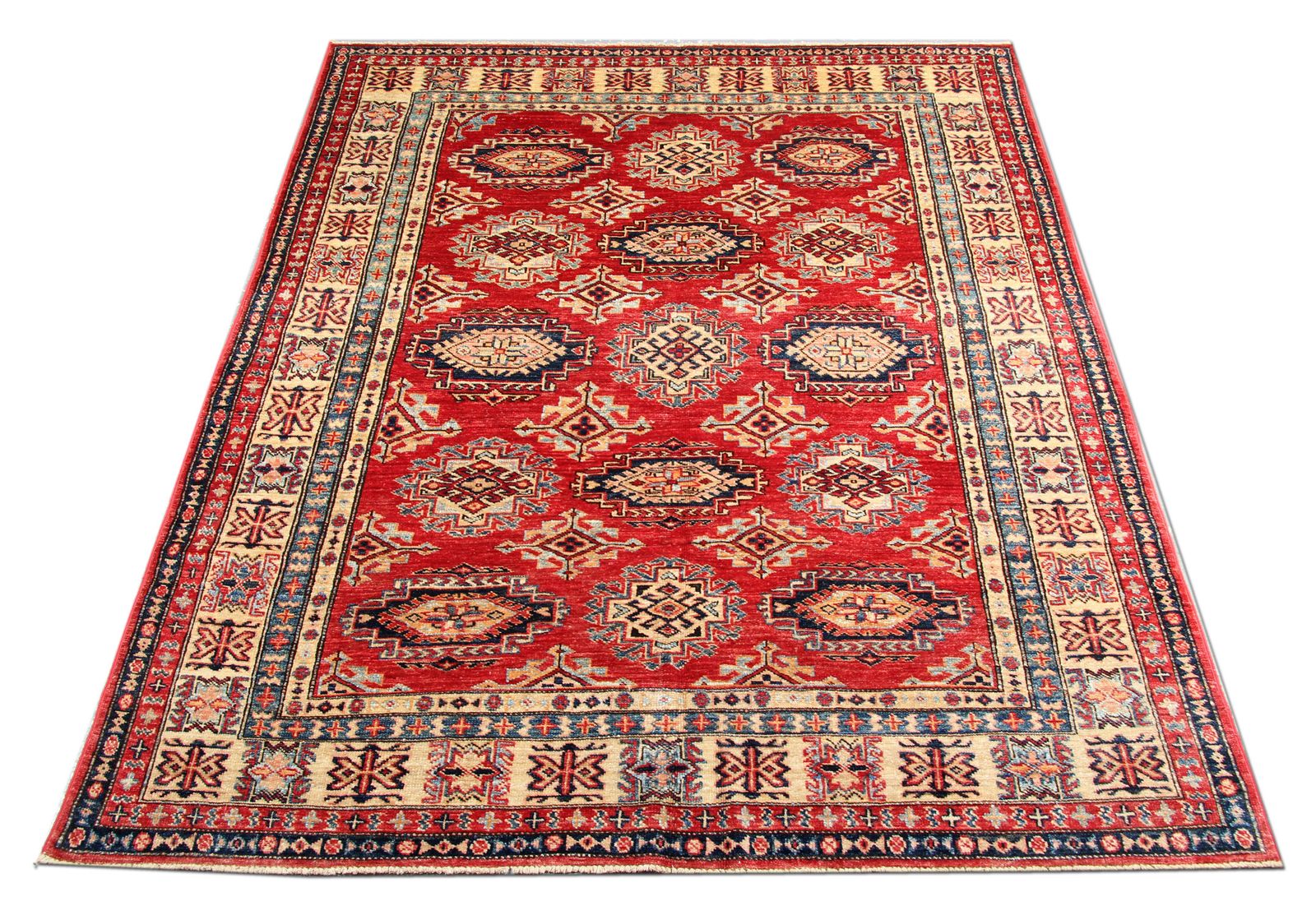 Red Afghan Kazak Area Rugs Traditional Geometric Carpet Wool Rug 182x148cm photo furniture