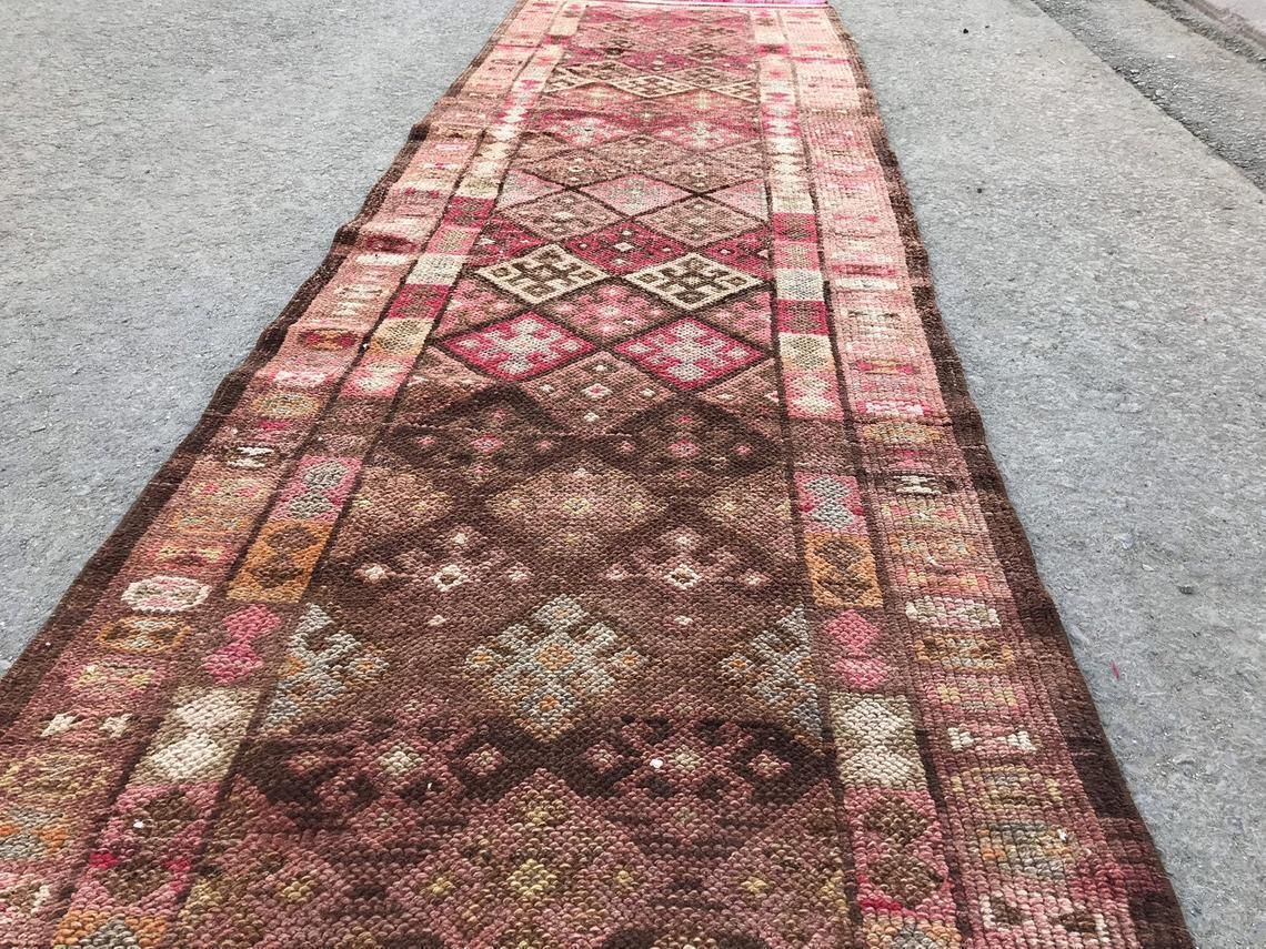 Runner Rug,Pastel Runner,Oushak Runner,Wool Rug,Home Decor,Anatolian Runner,Turkish Rug,Bohemian Rug,Area Rug,Carpet Rug,Turkish Runner Rug, photo for sale