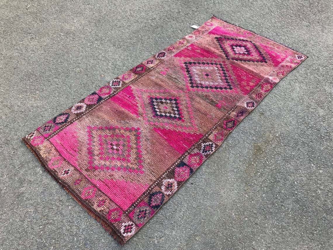 Turkish Pink 6'6x2'9 Ft,Runner Rug,Runner Rug,Oushak Runner,Wool Rug,Home Decor,Anatolian Runner,Turkish Rug,Bohemian Rug,Area Rug,Special
