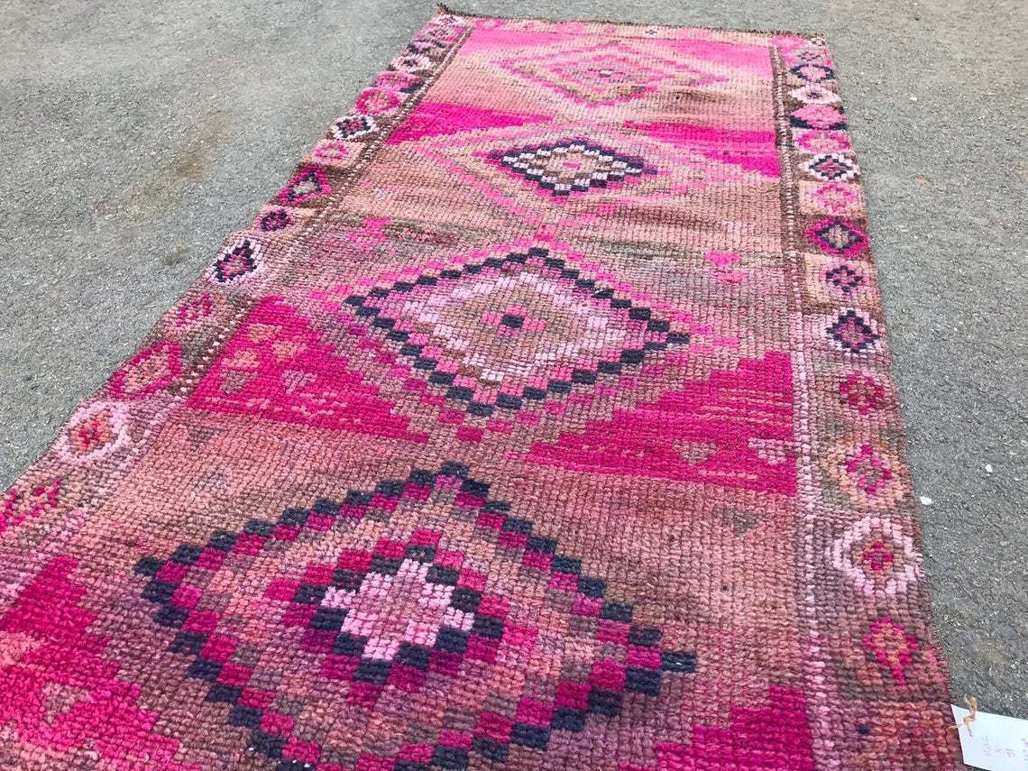 Turkish Pink 6'6x2'9 Ft,Runner Rug,Runner Rug,Oushak Runner,Wool Rug,Home Decor,Anatolian Runner,Turkish Rug,Bohemian Rug,Area Rug,Special photo furniture