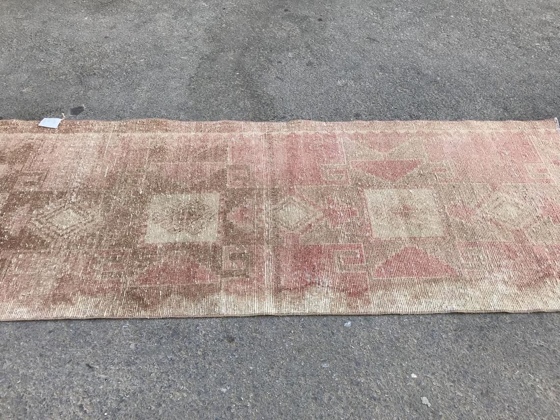 7'5x2'7feet,Turkish Runner Rug,Pastel Runner,Oushak Runner,Wool Rug,Home Decor,Anatolian Runner,Turkish Rug Runner,Hallway Rug,Faded Rug photo Textiles