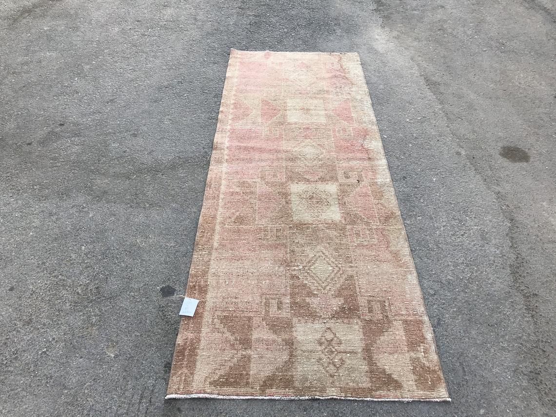 7'5x2'7feet,Turkish Runner Rug,Pastel Runner,Oushak Runner,Wool Rug,Home Decor,Anatolian Runner,Turkish Rug Runner,Hallway Rug,Faded Rug photo vintage