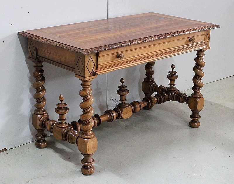 Office Table In Solid Walnut, Louis XIII Style  19th Century photo furniture