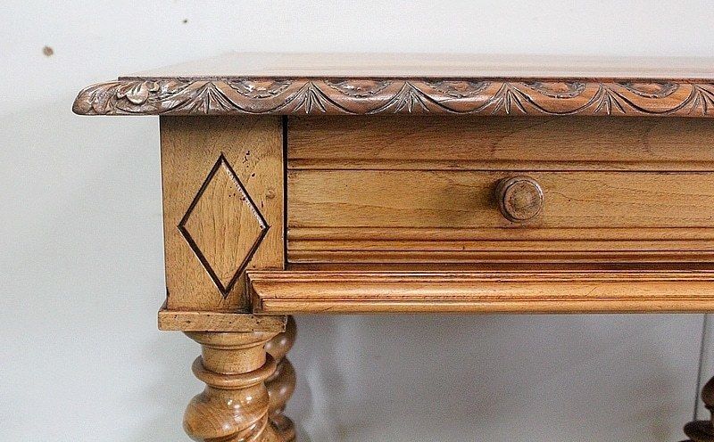 Furniture Office Table In Solid Walnut, Louis XIII Style  19th Century photo