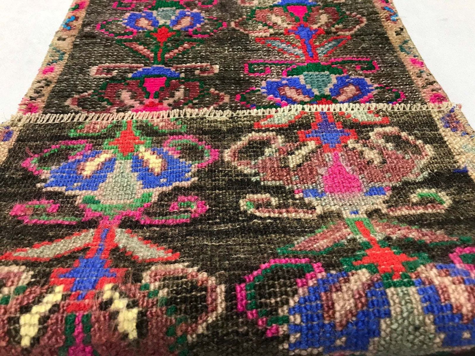 Turkish Anatolian Door Mat Rug,2’4x1’1 Feet,Nomadic Anatolian Rug, Small Rug,Bathroom Mat,Small Rug,Bedside Rug,Kitchen Rug,Traditional Rug photo for sale