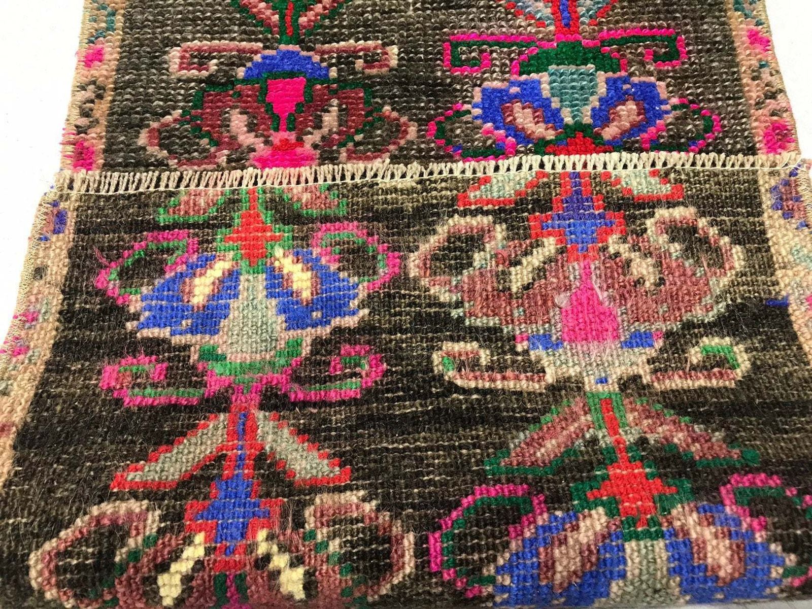 Turkish Anatolian Door Mat Rug,2’4x1’1 Feet,Nomadic Anatolian Rug, Small Rug,Bathroom Mat,Small Rug,Bedside Rug,Kitchen Rug,Traditional Rug photo vinterior