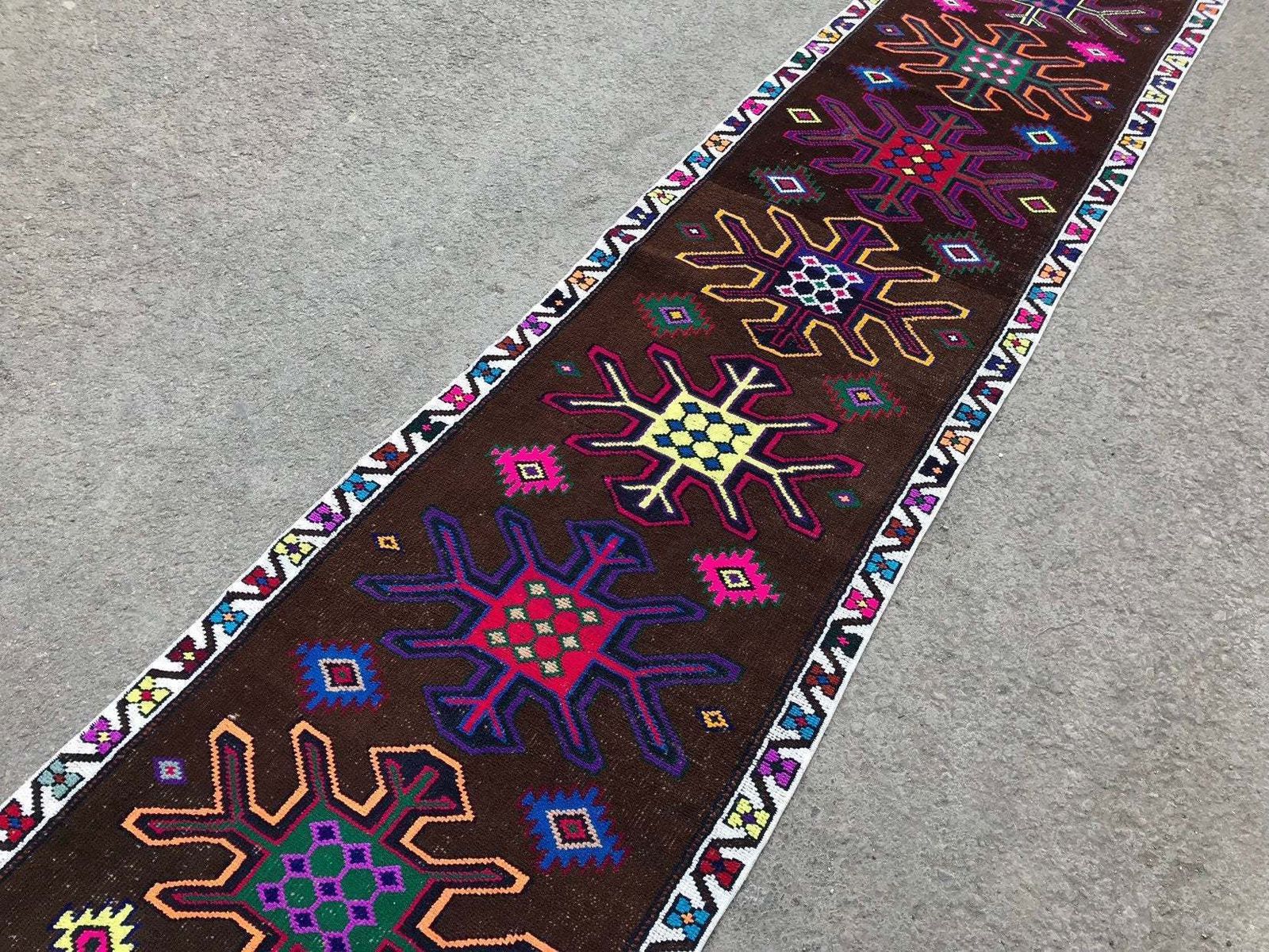 Turkish Runner Rug,Bohemian Runner,Oushak Runner Area Carpet,Wool Carpet photo furniture