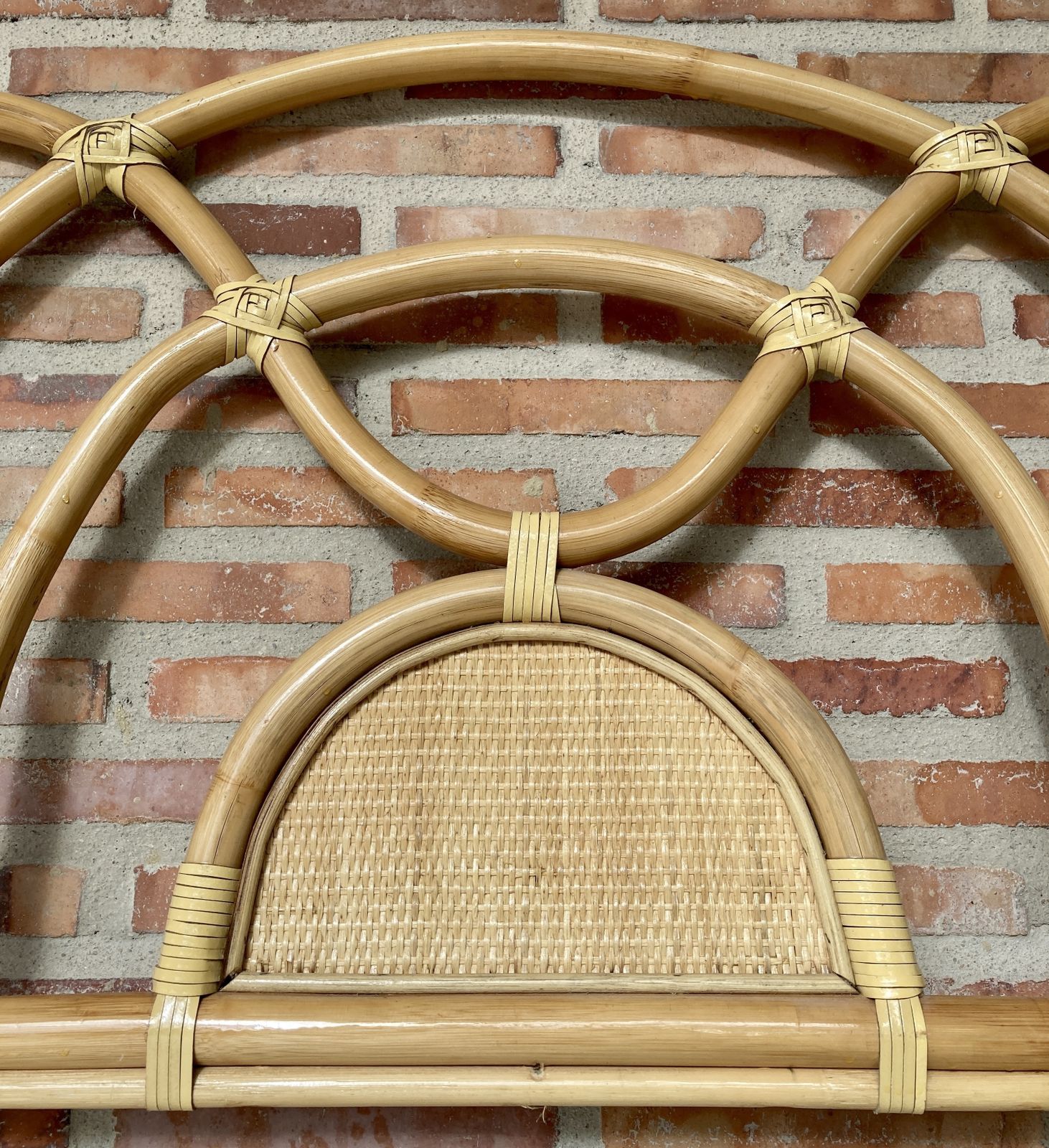 Furniture Mid Century Bamboo And Rattan Single Headboard Bed photo