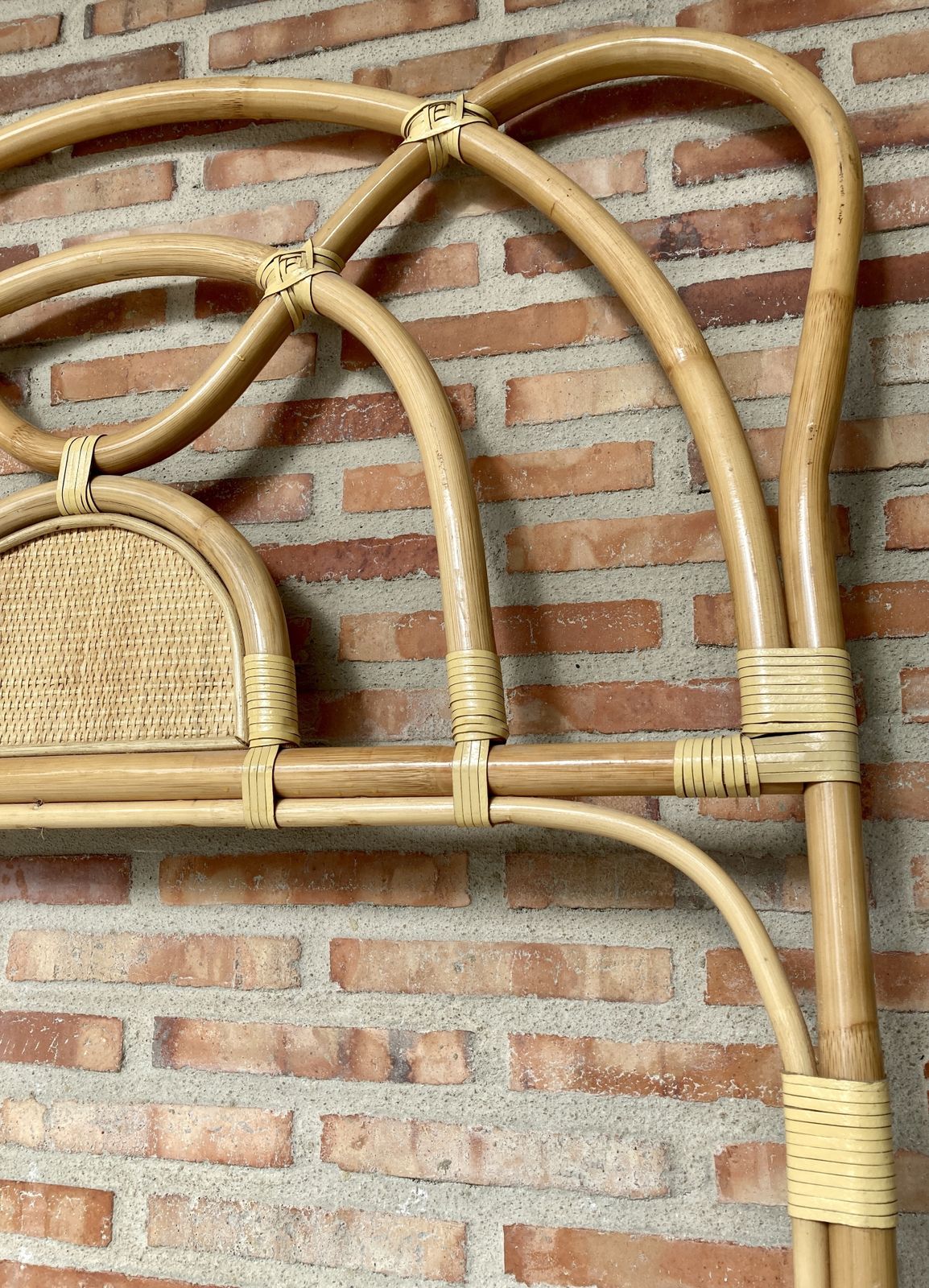 1296.0 Mid Century Bamboo And Rattan Single Headboard Bed photo