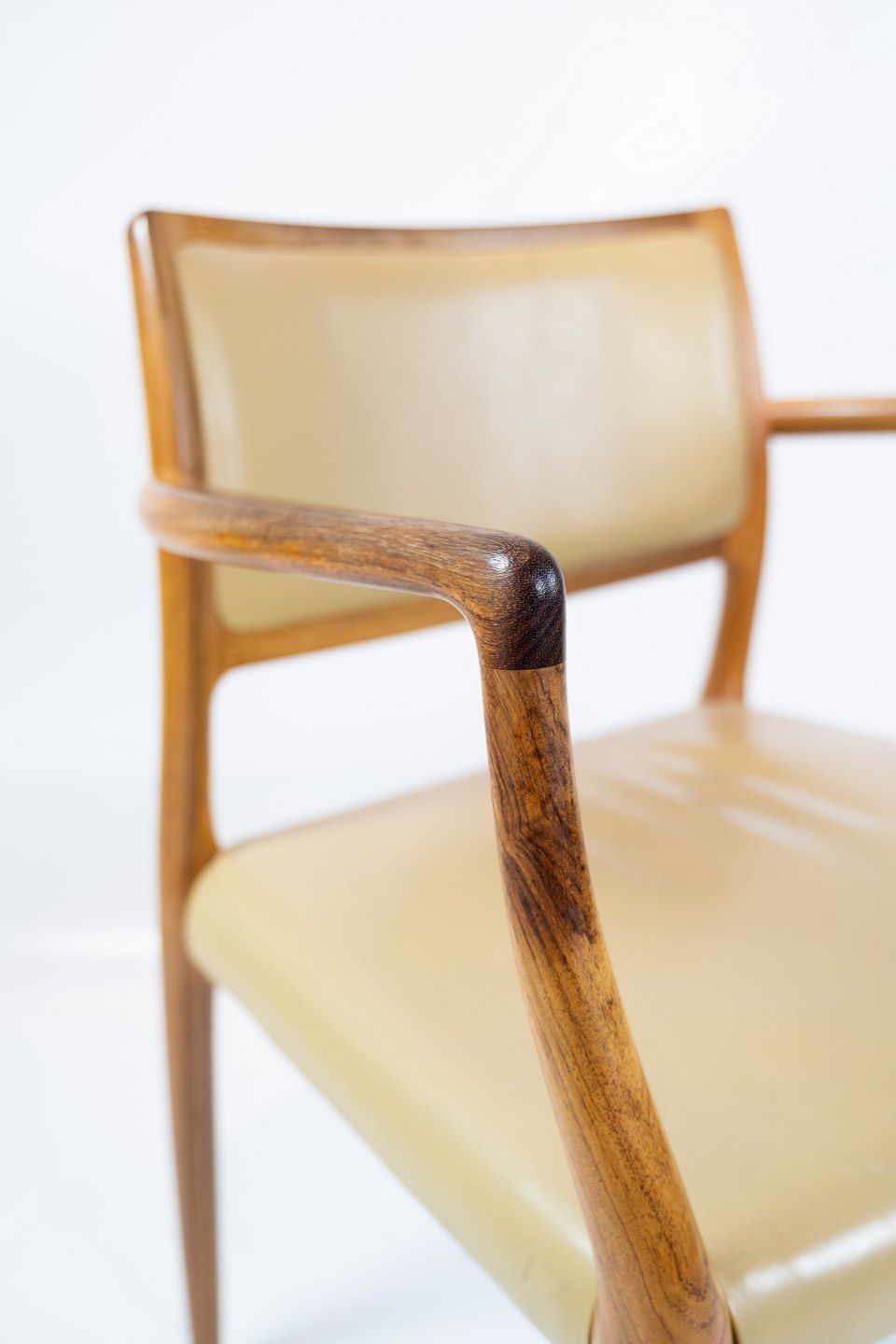 A Pair Of Armchairs, Model 65 Made In Rosewood  And Bright Leather By Niels O. Møller And J.L. Moller   1968 photo Furniture
