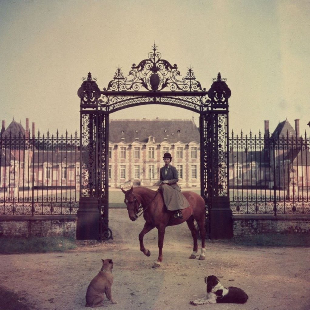 Slim Aarons 'Equestrian Entrance' 1957 C Type Print Framed In Black photo furniture
