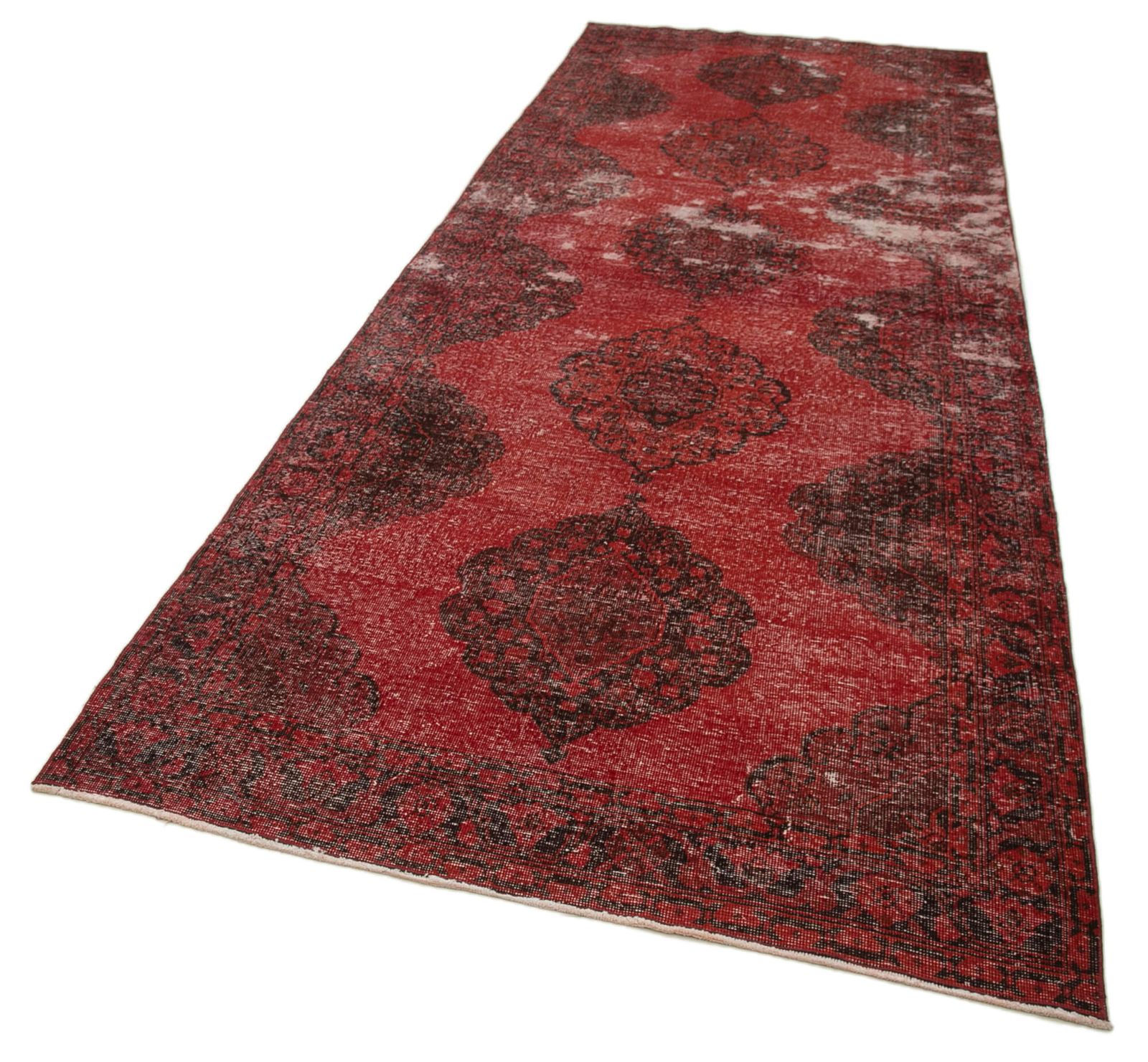 Decorative Hand Knotted Wool Turkish Red Runner Carpet photo furniture