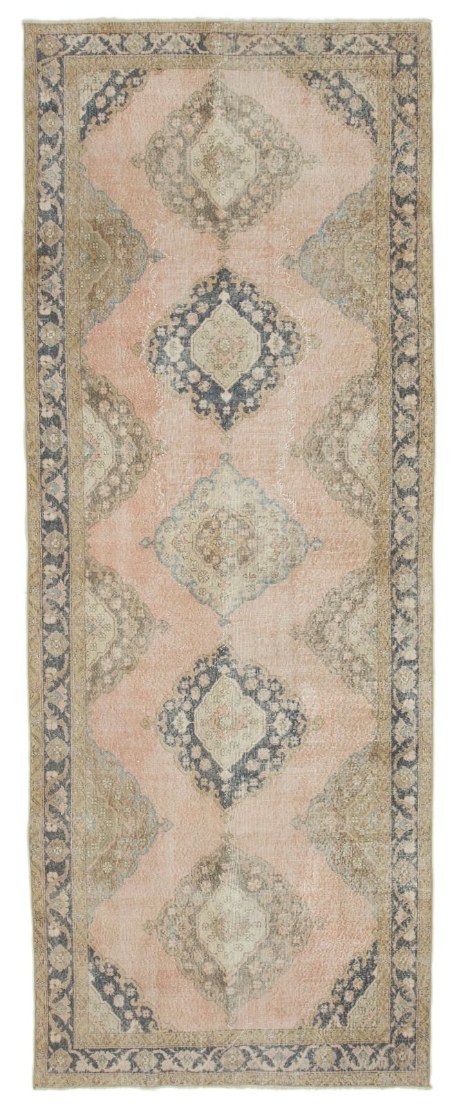 Decorative Hand Knotted Wool Turkish Beige Runner Carpet photo 750.0