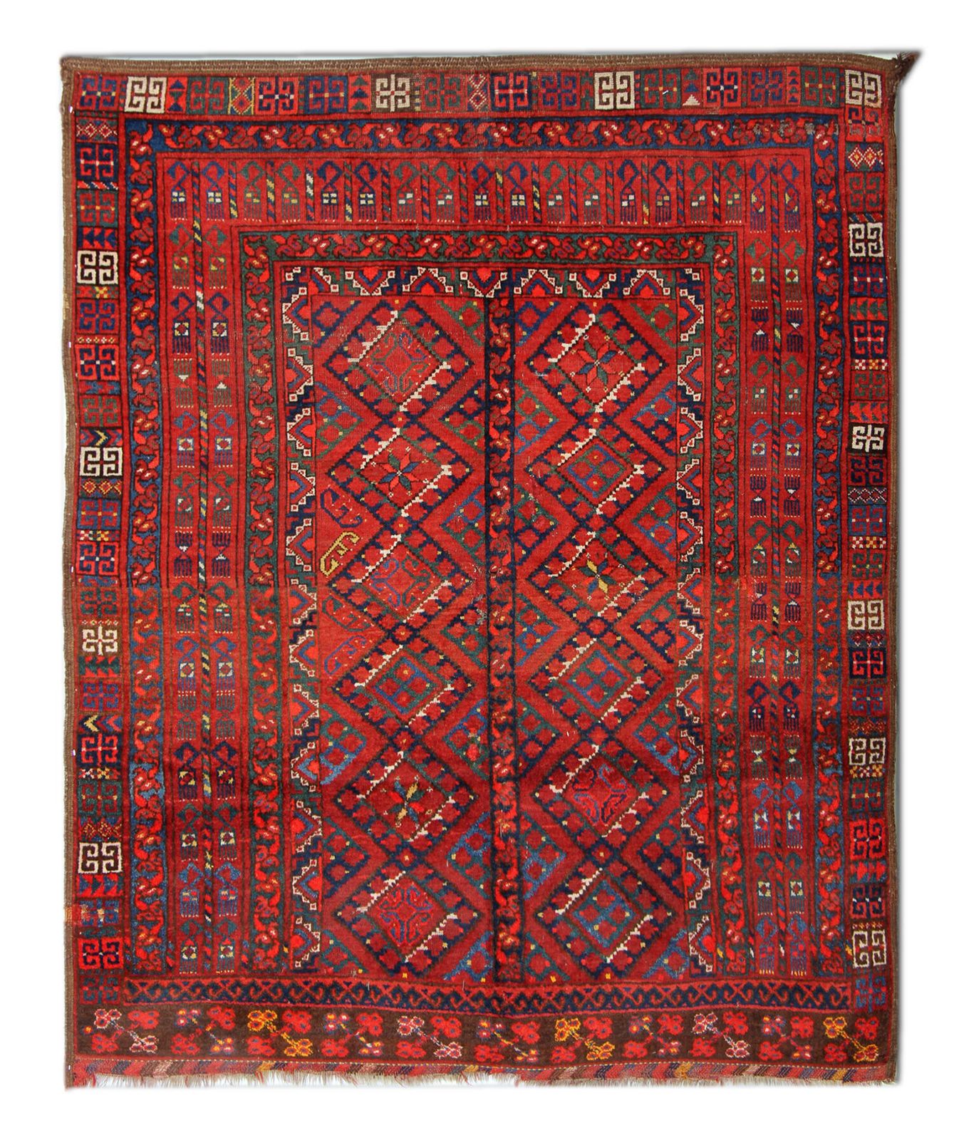 Antique Wool Turkman Rug, Handwoven Red Oriental Rug  160x190cm