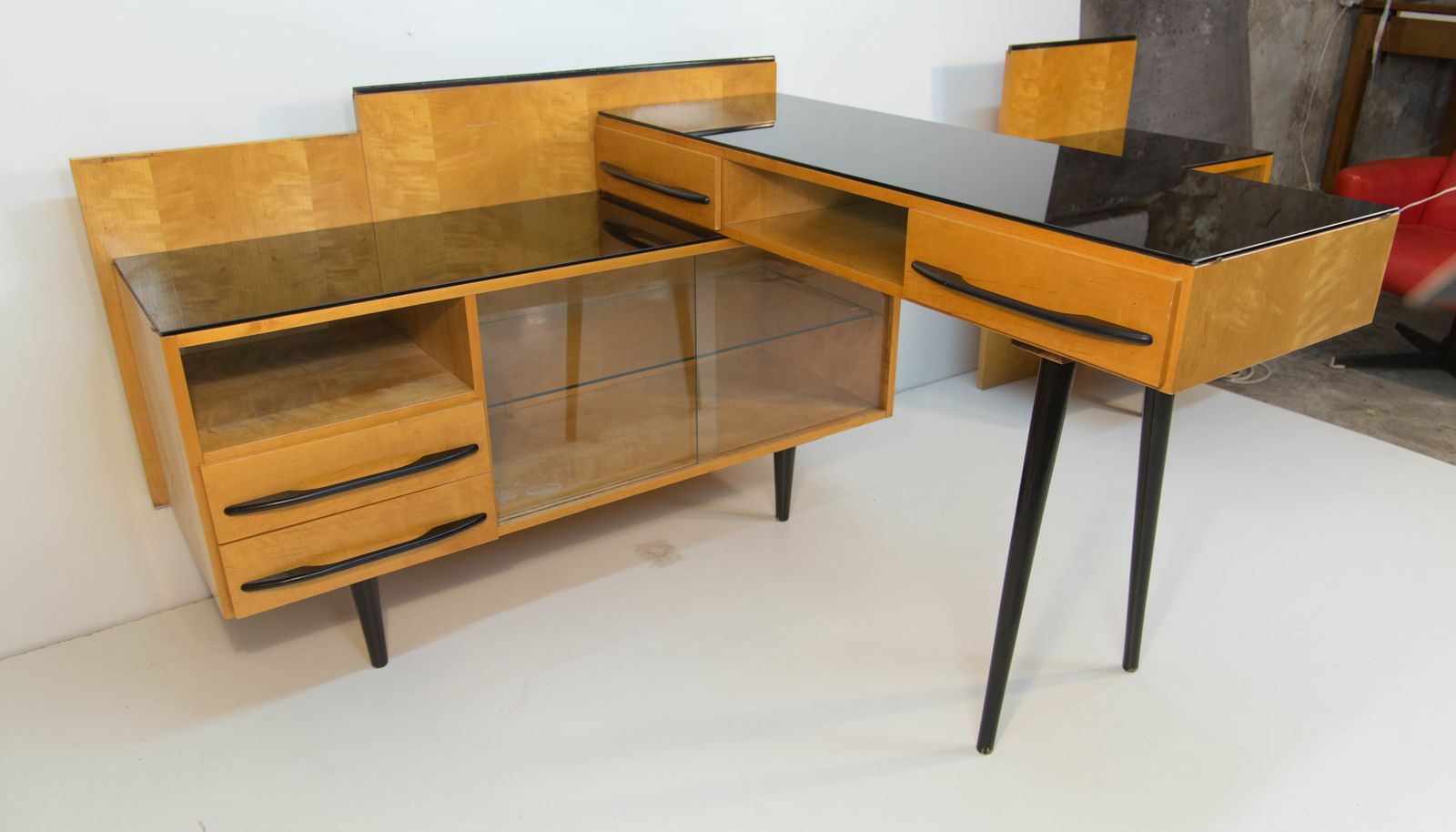 photo furniture Modular Set Of Table, Night Stand And Chest Of Drawers By M. Pozar, 1960s
