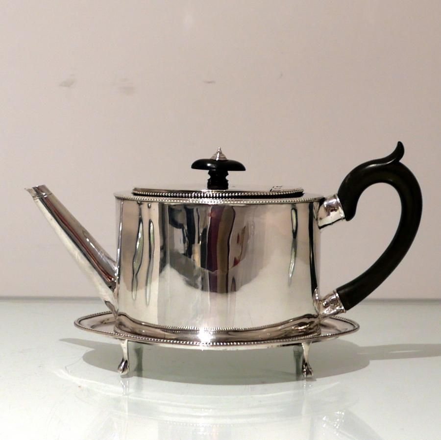 18th Century Antique George III Sterling Silver Teapot On Stand Newcastle 1784/86 John Langlands & John Robertson photo Home Decor