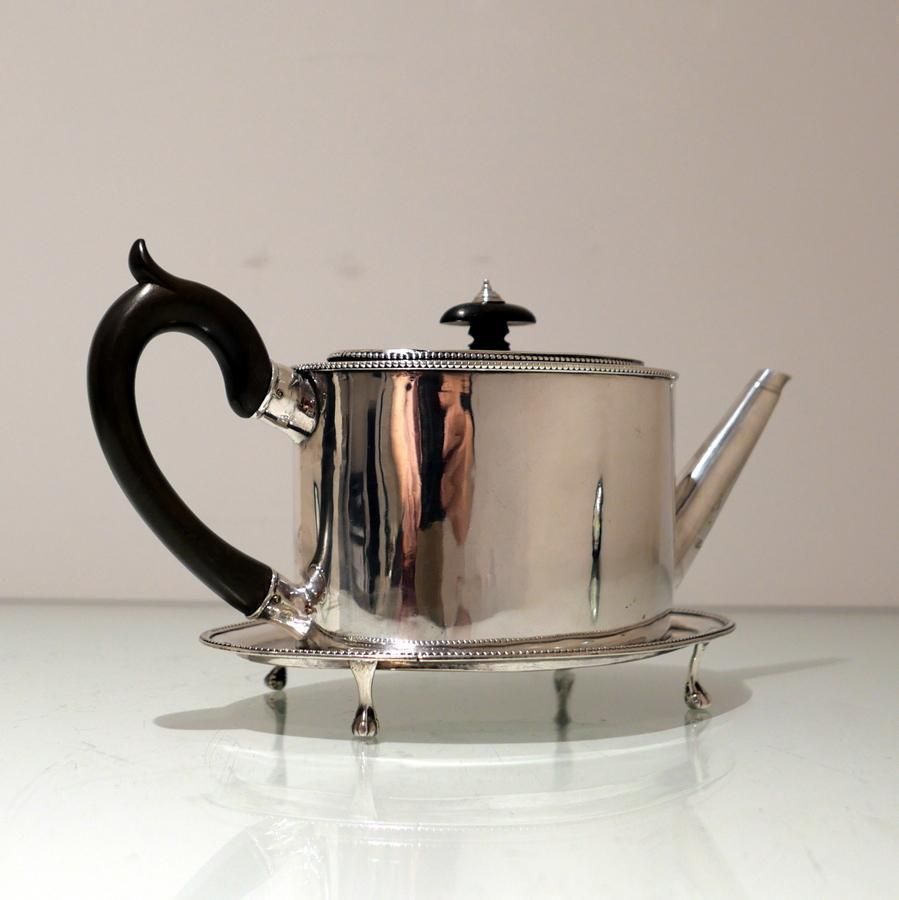 18th Century Antique George III Sterling Silver Teapot On Stand Newcastle 1784/86 John Langlands & John Robertson photo buy