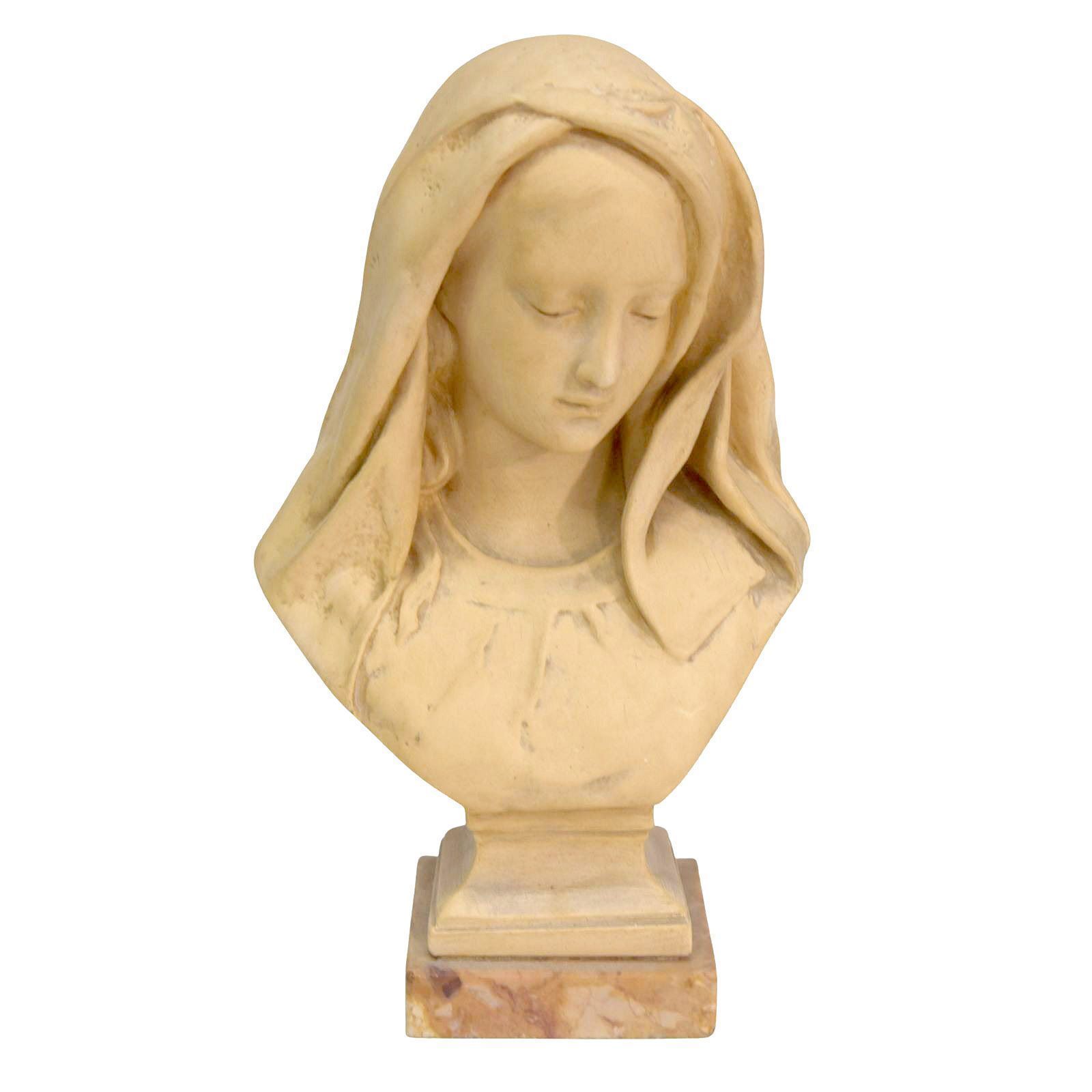 Terracotta Statuette Of The Virgin Saint By F. Carli