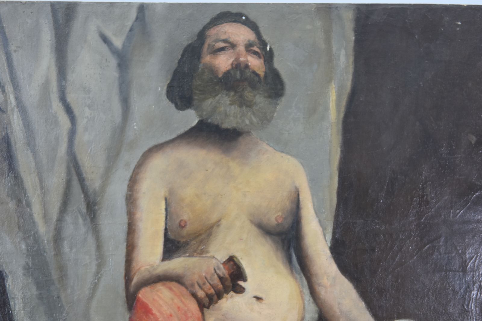 Naked Gentleman Portrait In Oil On Canvas Twentieth Time photo furniture