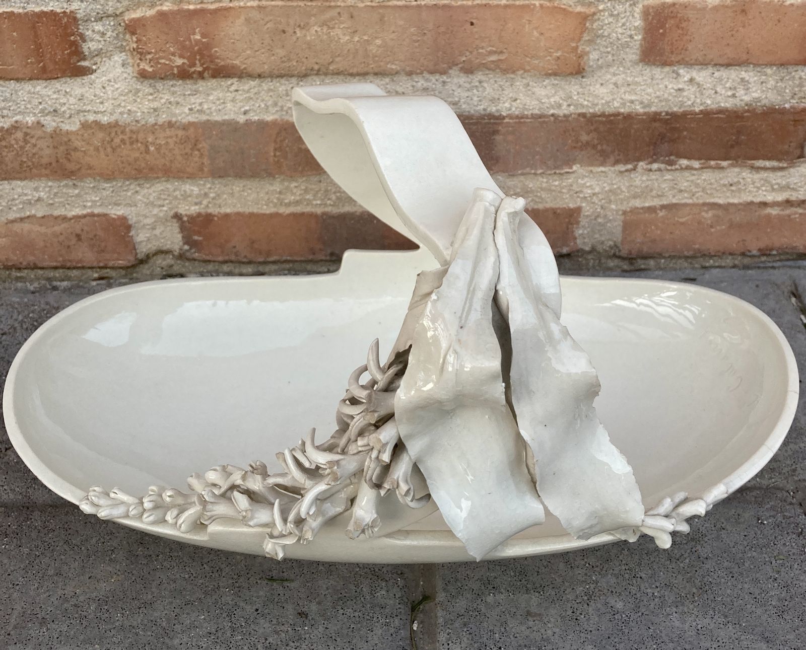 Antique French Porcelain Basket With Floral Decoration By Hb & Cie Choisy Le Roi photo for sale
