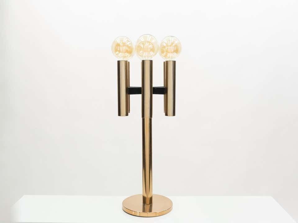 Grande lampe de table ou lampadaire danois Jo Hammerborg en cuivre, années 1960 photo Luminaires