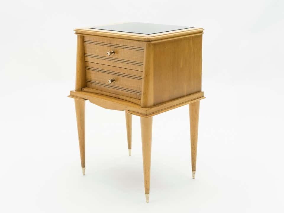 photo buy Tables de chevet françaises en sycomore, 2 tiroirs, attribuées à Suzanne Guiguichon, années 1950
