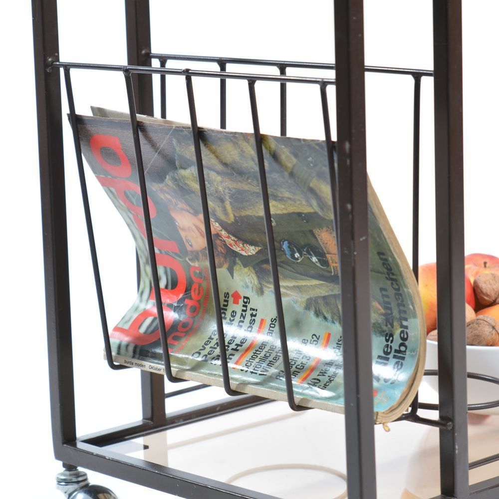 1970s Serving Trolley In Metal And Smoked Glass, Czechoslovakia photo for sale