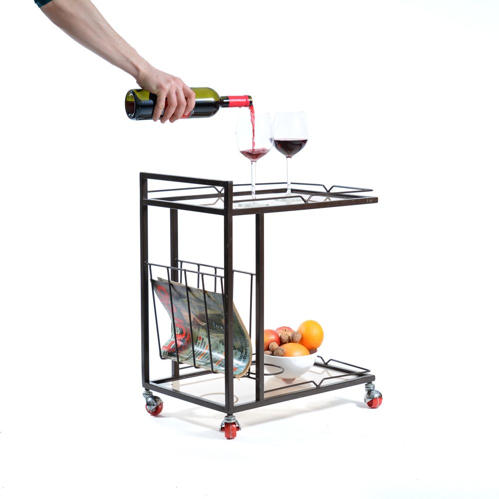1970s Serving Trolley In Metal And Smoked Glass, Czechoslovakia photo 373.0