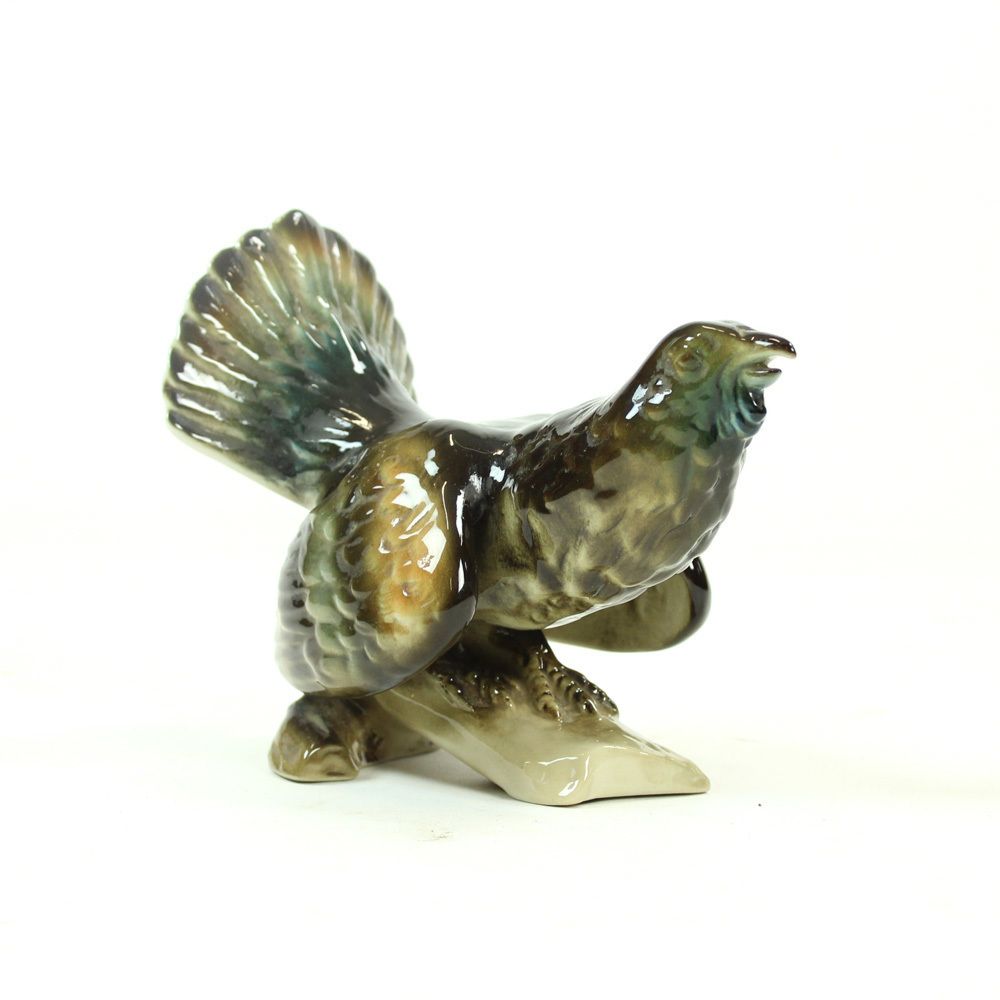 Midcentury Moorcock Porcelain Sculpture By Royal Dux, Czechoslovakia photo 240.0