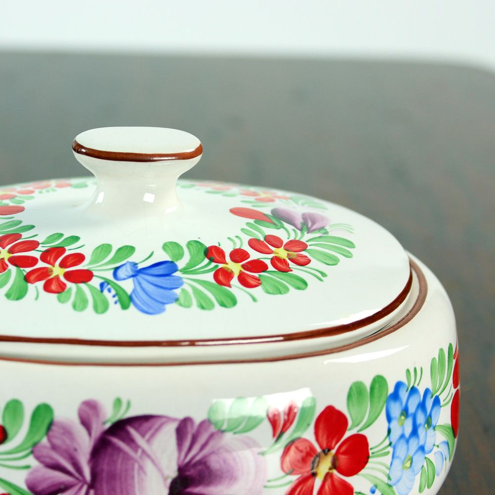 Vintage Ceramic Vase & Bowl Set, Folk Design, Czechoslovakia 1974 photo furniture